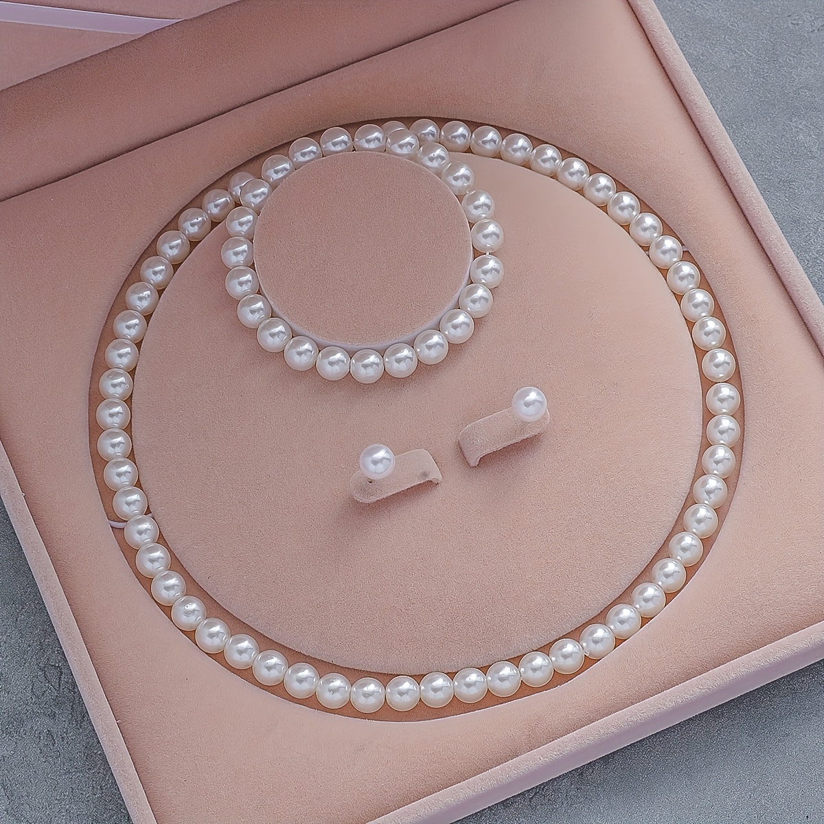 TEMU 4pcs/set Luxurious Artificial Necklace,bracelet,earring Set - Fashionable Women's Accessories, Elegant Jewelry For Special Occasions, Weddings, Parties, And Daily Wear Without A Box