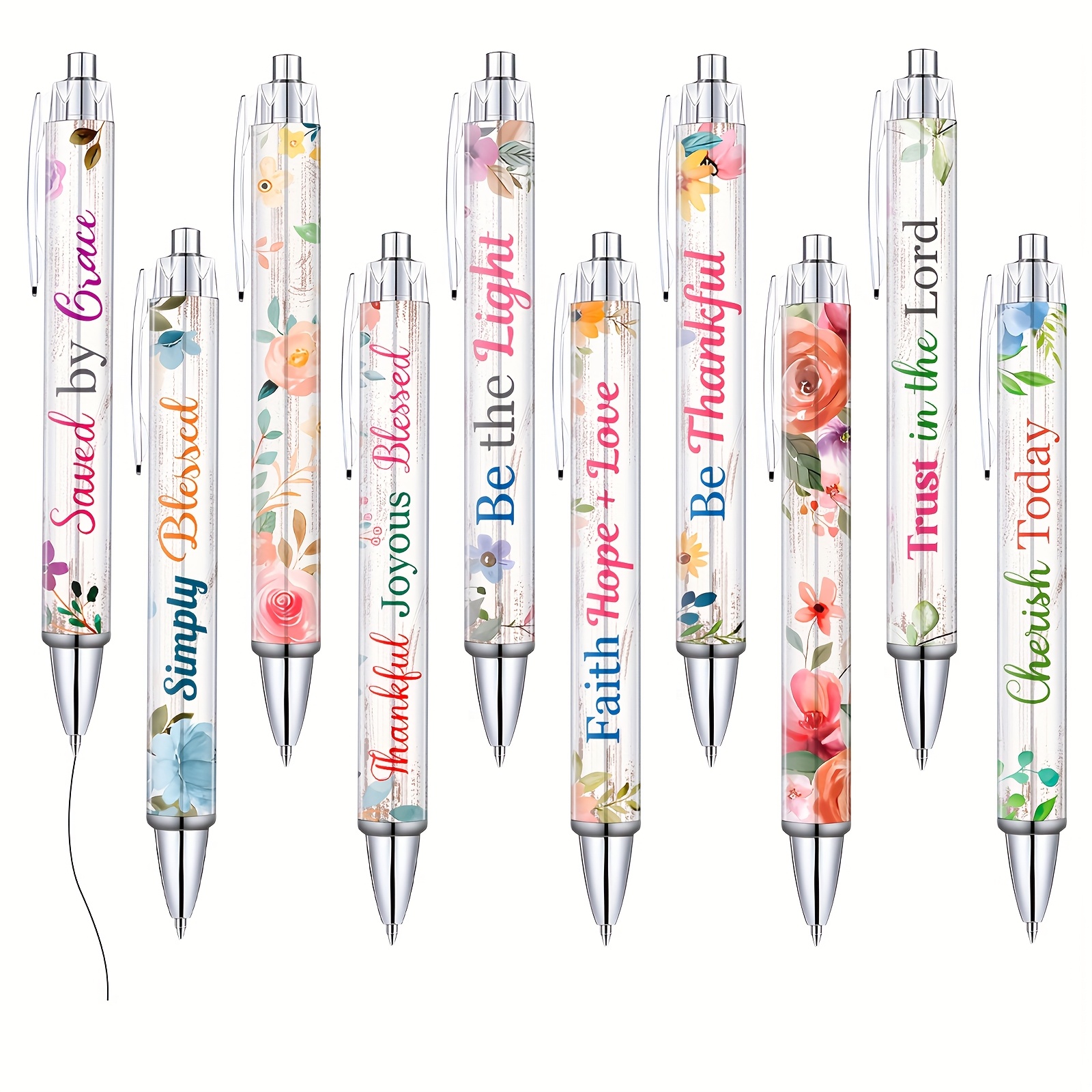 

10 Pcs Inspirational Christian Pens: Retractable, , Suitable For 14+ , For Or Personal Use