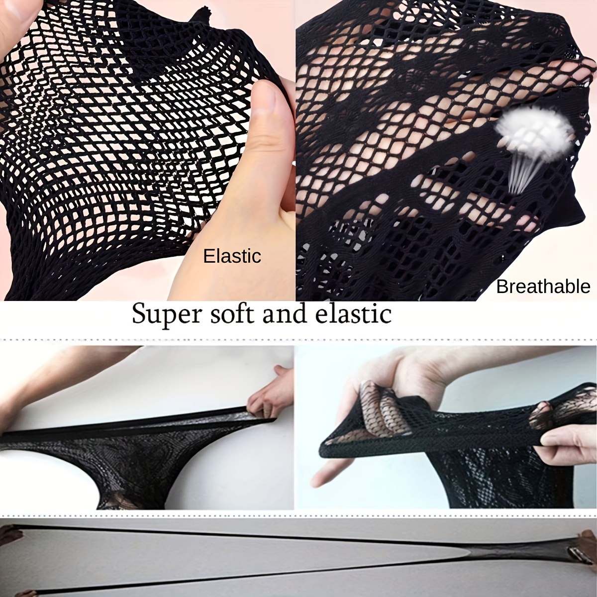 3pcs Plus Size Black Fishnet Tights - High Waist, Hollow-Out Design for Women | Stretchy & Breathable Nylon Blend Pantyhose, Transparent, Suitable for Various Occasions