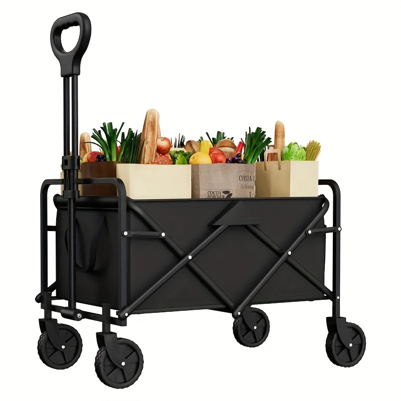 1pc heavy duty folding utility wagon collapsible garden cart with all terrain tires multipurpose for grocery camping garden beach no electricity needed no battery required details 8