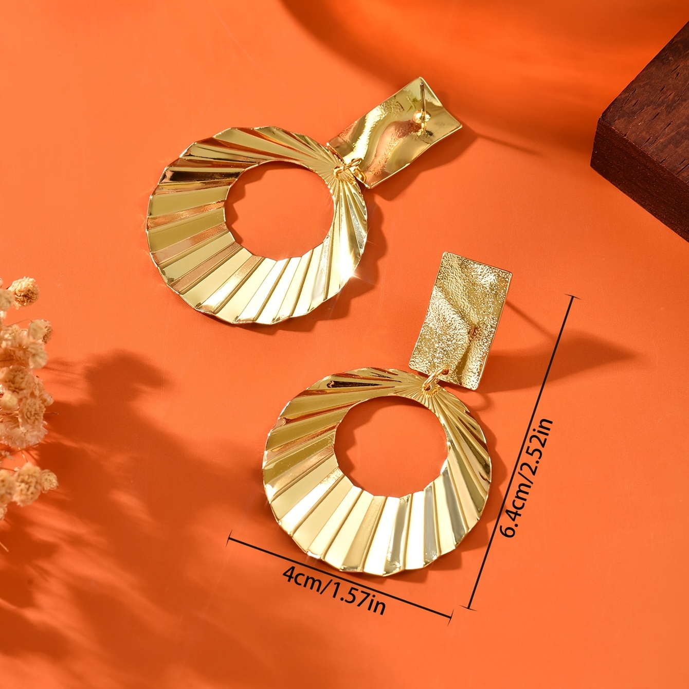 Women's Unique Pleated Geometric Round Earrings