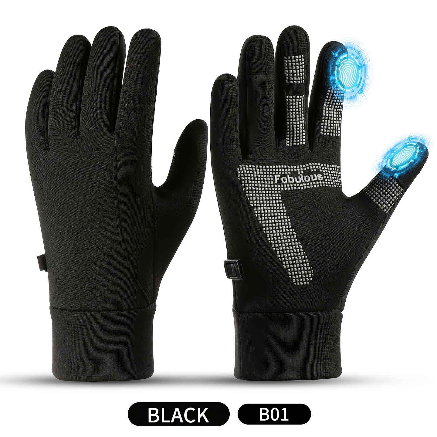 TEMU Guanti Termici Touchscreen per Adatti per Ciclismo e , Fibbia di Bloccaggio Antivento, Guanti Sportivi Antiscivolo Foderati con Copertura a