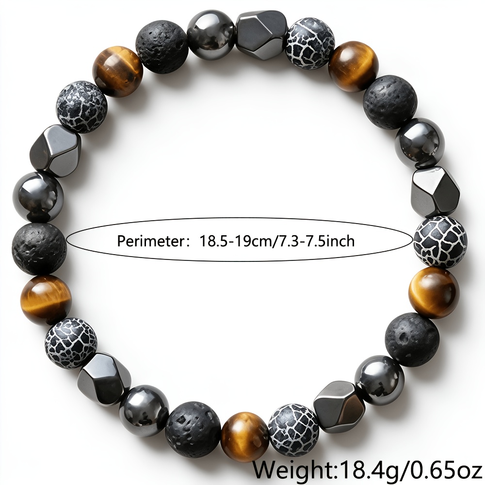 Men's Handmade Weathered Stone & Hematite Bracelet, Courage & Confidence