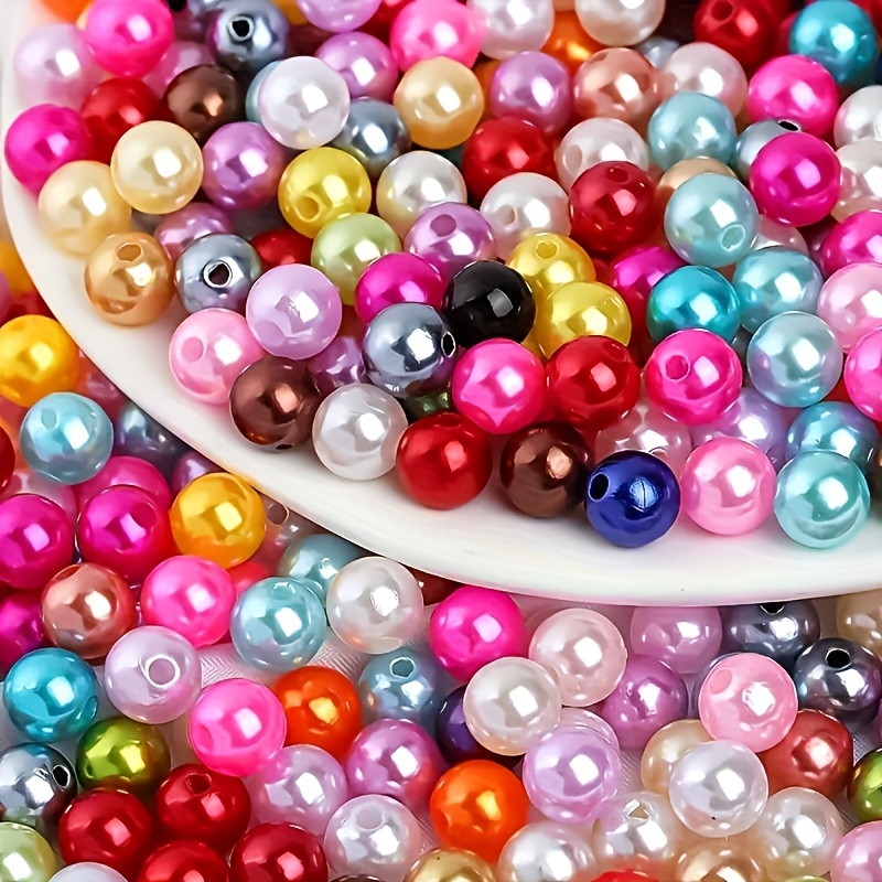 E-shop 600 Stück Bunte 6mm Kunststoffperlen mit vorgebohrten Löchern für DIY Schmuckherstellung, Nagelkunst & Bastelprojekte – Mehrfarbige Perlen für