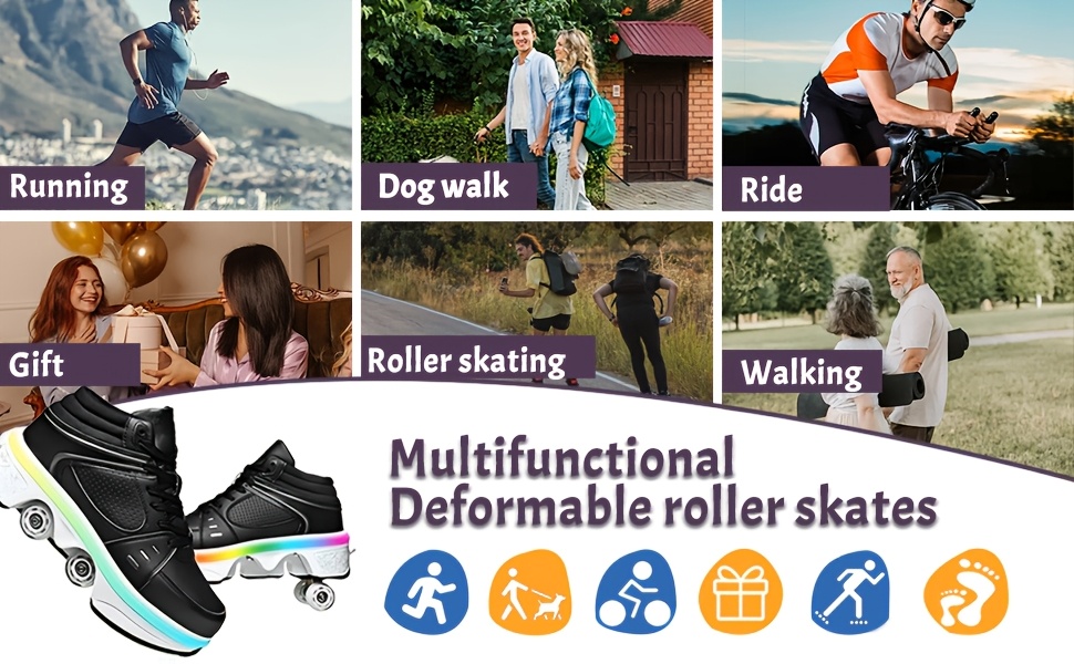 roller skates shoes sneakers in four rounds Temu - Main Image