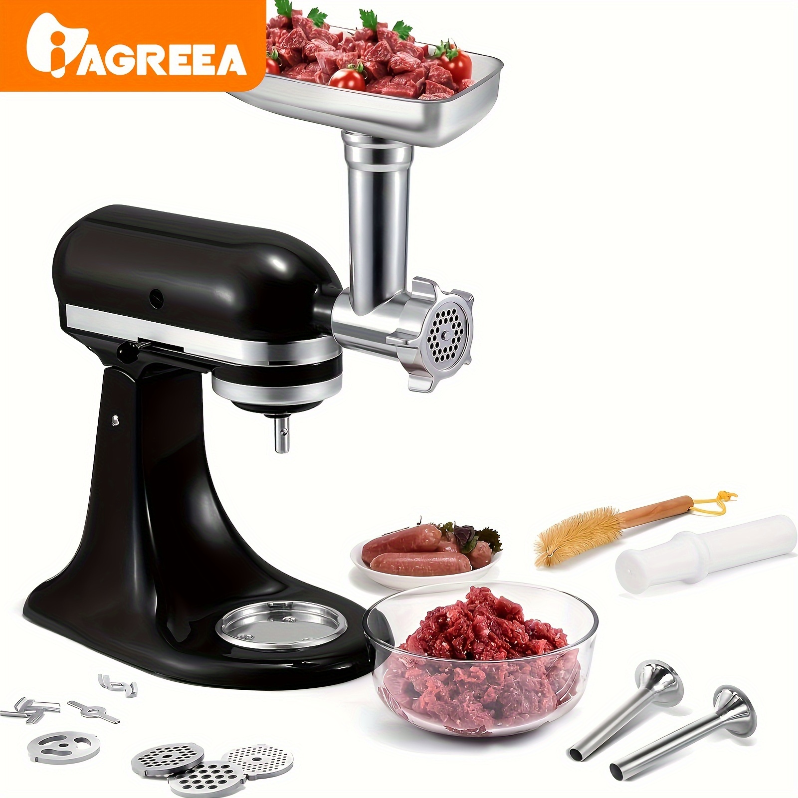 

Metal Food Grinder Attachments For Kitchen Aid, 1pc Metal Food Grinder Attachments For , Meat Grinder, Sausage Stuffer, Perfect Attachment For Kitchenaid Mixers, Silver ( Machine/mixer Not Included)