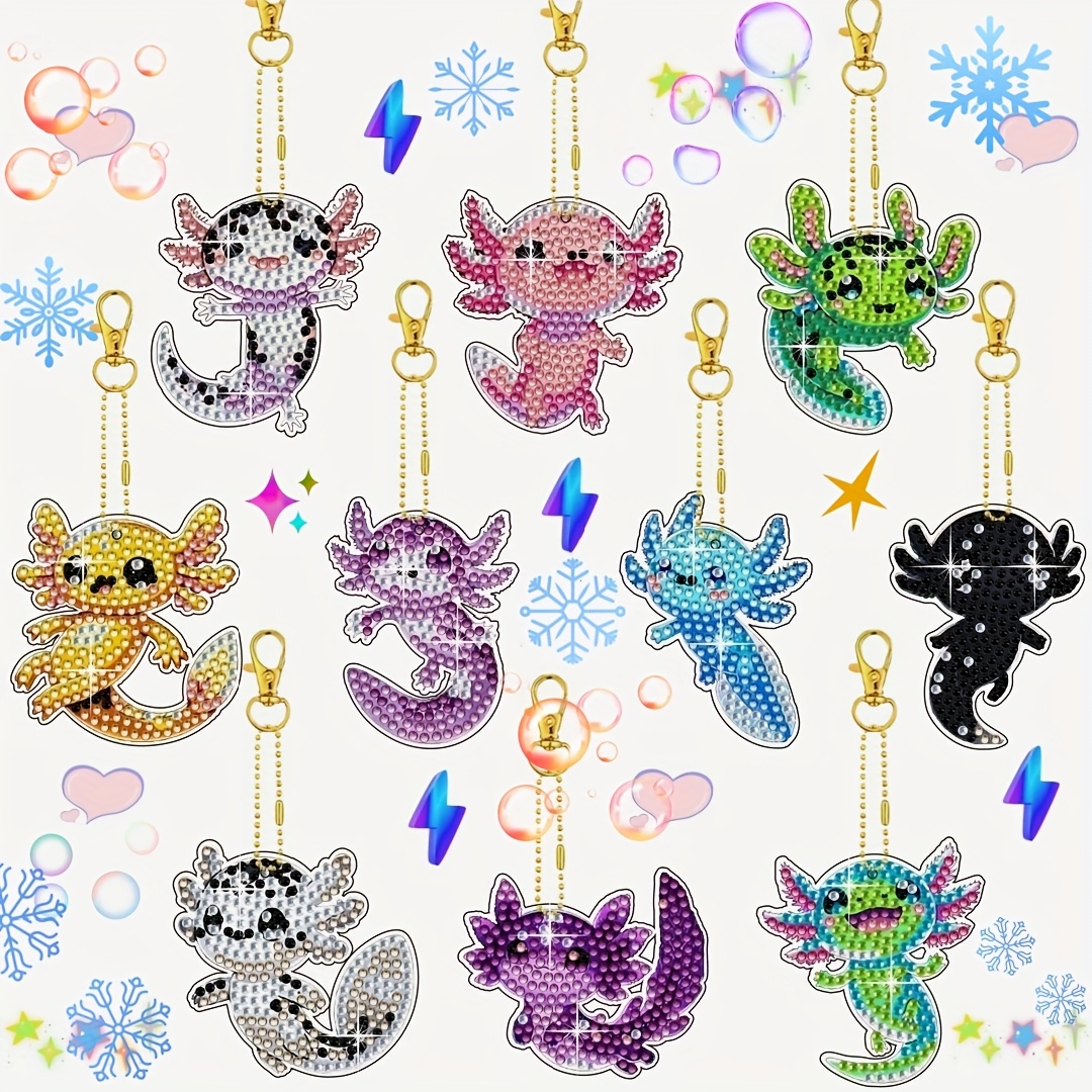 Image of 10pcs Diy Salamander (sponge Collybite) Suitable For Keychain Diamond Painting Kit - Irregular-shaped Mosaic Art With Salamander , Handcraft Birthday/holiday Gift For &, -themed Collector Project