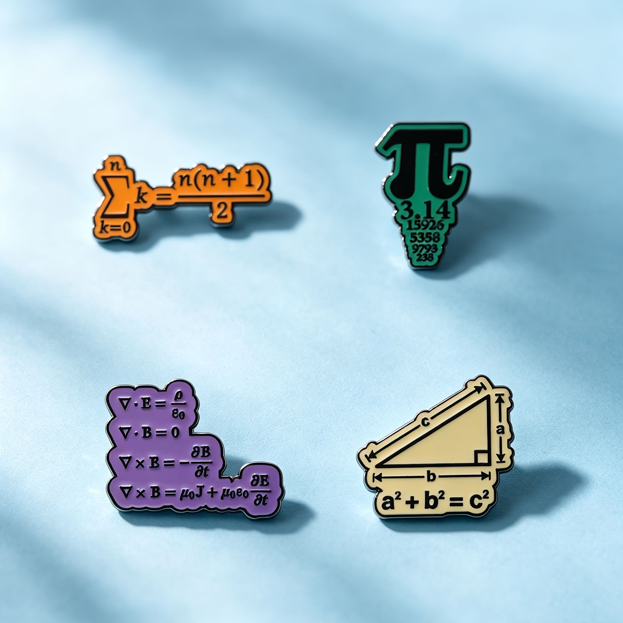 TEMU Juego de 4 broches SOLEVDO de fórmulas de matemáticas y física, adecuados para decoración de chaqueta, mochila, sombrero - Alfileres de esmalte