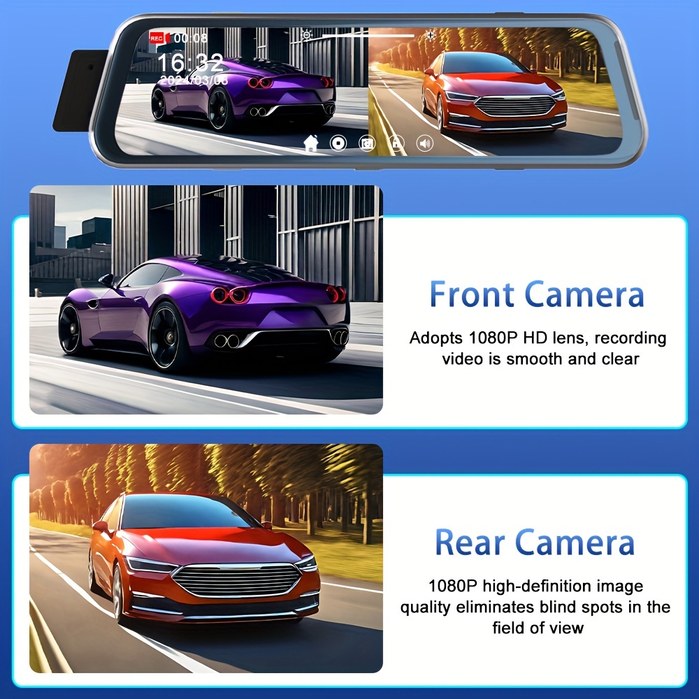 Dual way Dash Cam Vehicles Fhd 1080p Dash Camera Car Drving Temu