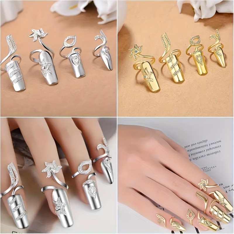 

8 Piece Set Women's Nails Rings Fingertip Rings Silver Open Rings Nails Decoration Nails Protection Nails