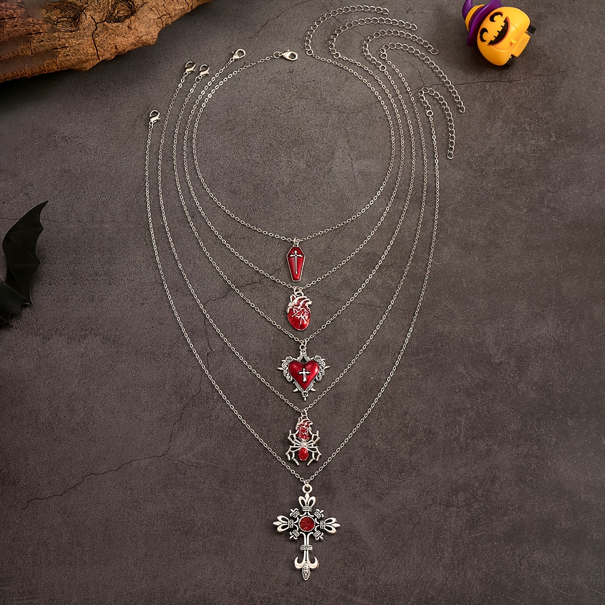 5pcs Gothic Layered Multi-Chain Necklaces Set