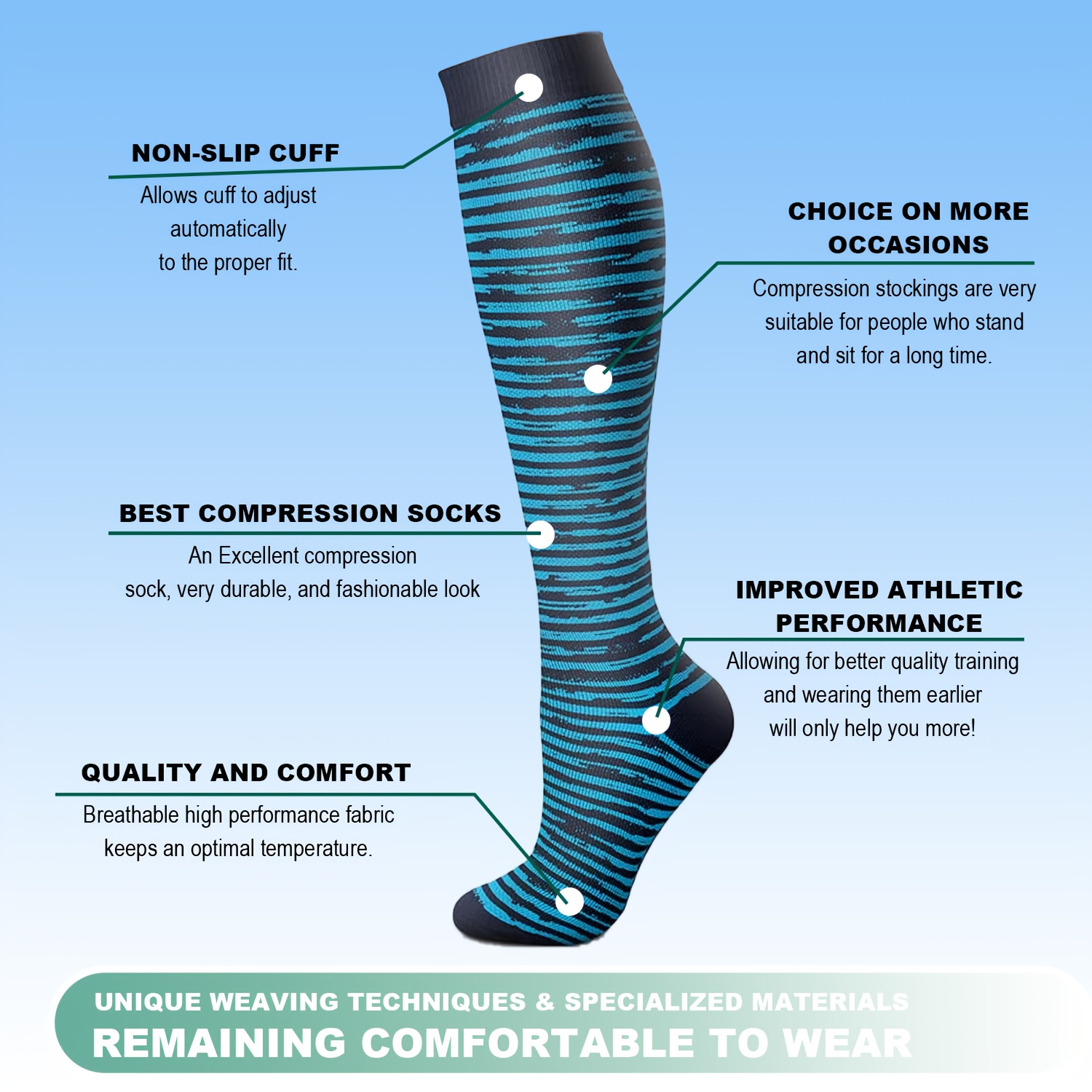 compression socks women men breathable athletic support Temu