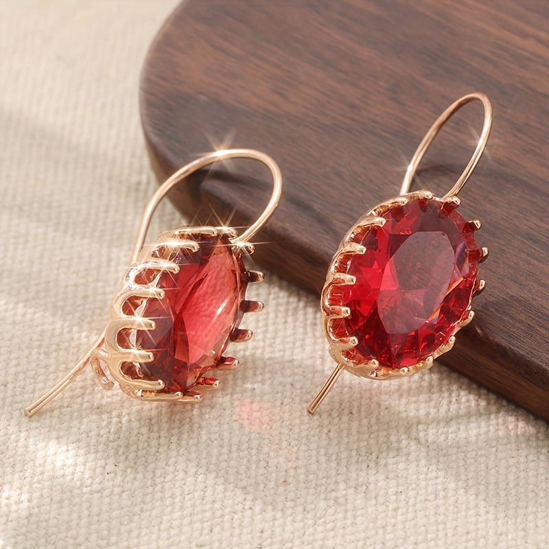 E-shop YOYO Damen - Plattierte Bohemian Hochzeitsohrringe mit Rotem & Kupferfarbenem Synthetischem Zirkonia-Anhänger - Eleganter CZ-Edelstein für