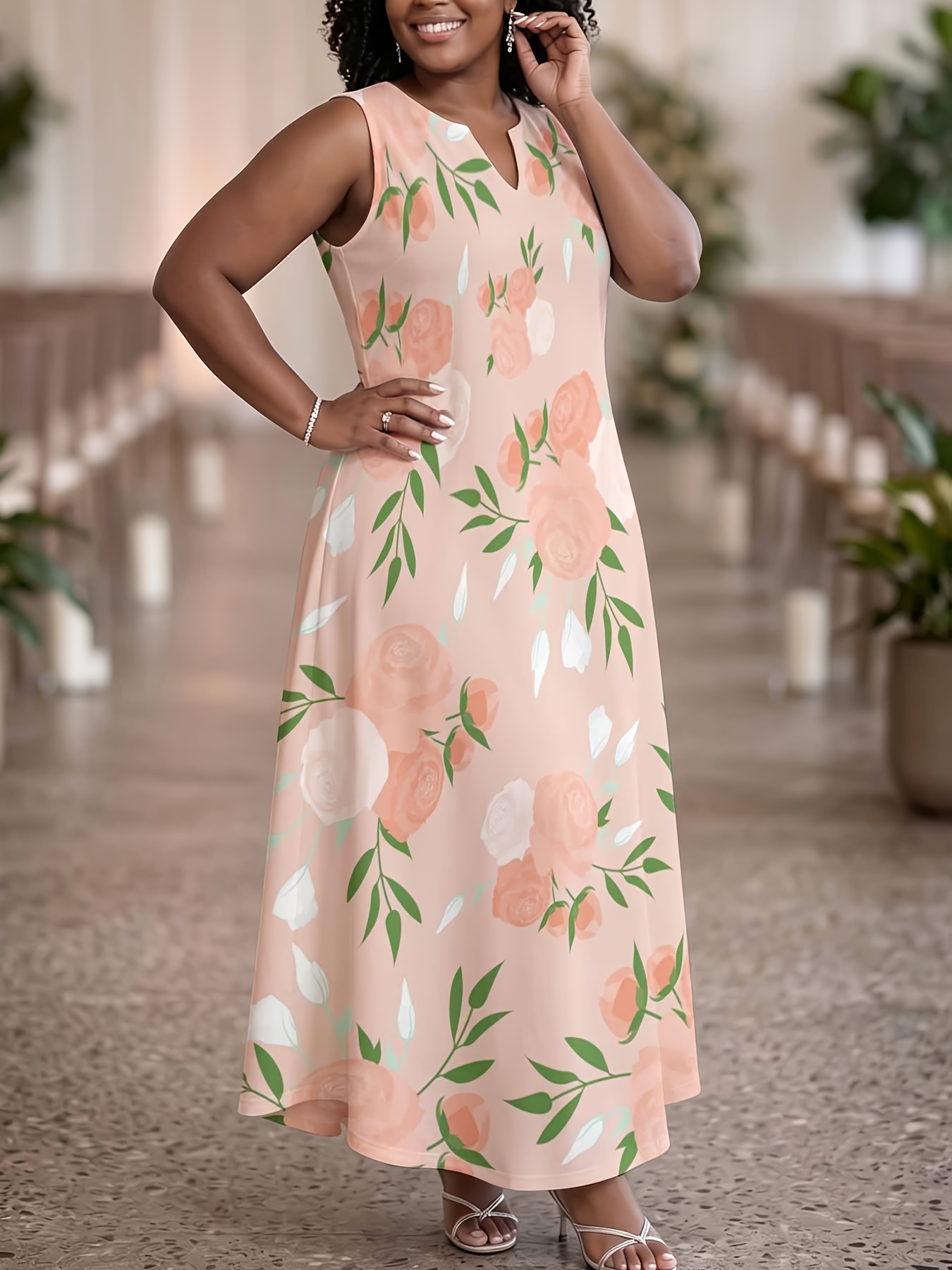 plus size dress long sleeve A Line Flowy Dresses V Neck丨Moon Wood Maxi Dress Denim Dress vintage floral dress Size:Small (UK 8-10) Length is 56 1/2