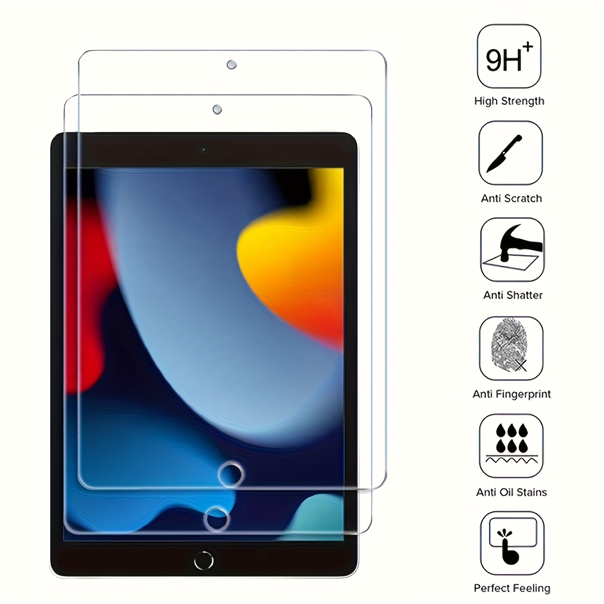 TEMU 2 Protections en Verre Trempé Premium pour iPad 11/10/9/8/7/6/5/4/3/2 (10,9/10,2/9,7 pouces), Installation Facile, Anti-Rayures, Incassable,