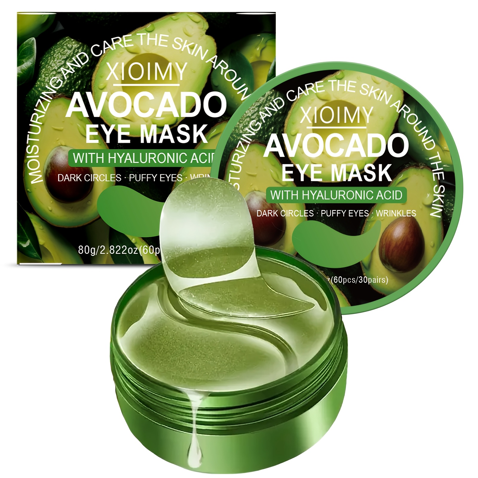 Image of 60pcs Avocado And Collagen Eye Mask, Powerful Moisturizing, Making Eye Delicate And Firm, Eye Skin Radiance, Bidding Farewell To And Dullness, Eye Care, Collagen Eye Mask, Avocado Eye Mask