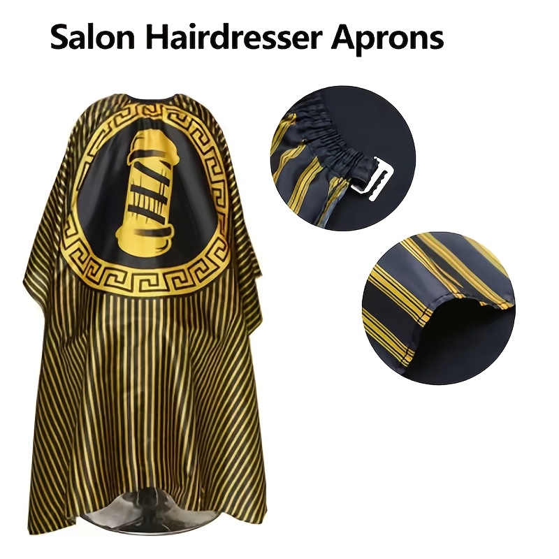 

Professional Salon-quality Haircut Cape - Striped Polyester Apron With Snap Closure For Barbers And Hairstylists, Barber Accessories