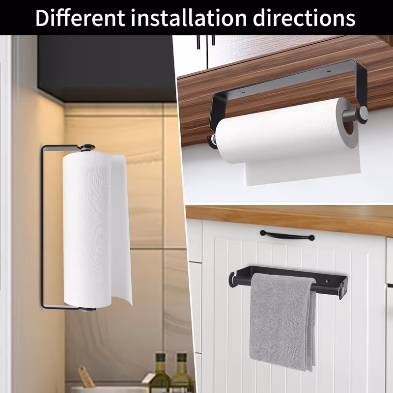 paper towel holder dual installation options for kitchen bathroom and bedroom durable and ideal for freshness storage and organization bathroom accessory sleek metallic aluminum Product details 4