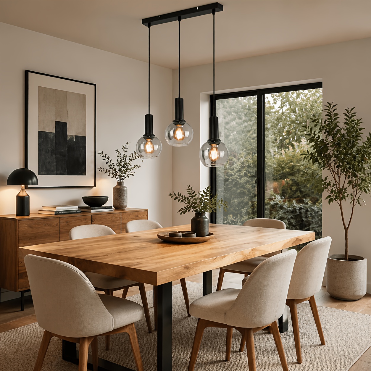 Image of Chandelier For Dining Table, Vintage Three-bulb Chandelier | Glass E27 Chandelier For Dining Table, Height Adjustable Industrial Dining Room Light, Suitable For Bedroom Or Office (bulbs Not Included)