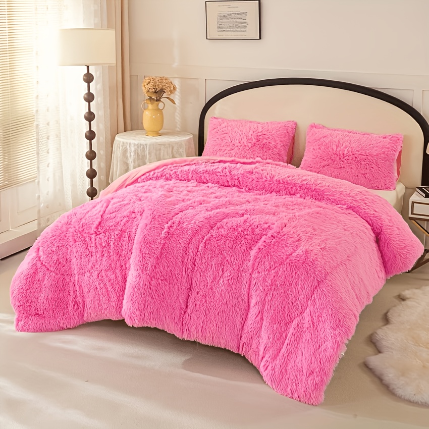 3pcs High-grade Solid Color Tie-dye Long Plush Duvet Cover Skin-friendly Warm Versatile Duvet -piece Set (does Not Duvet Insert Or Pillow Insert)