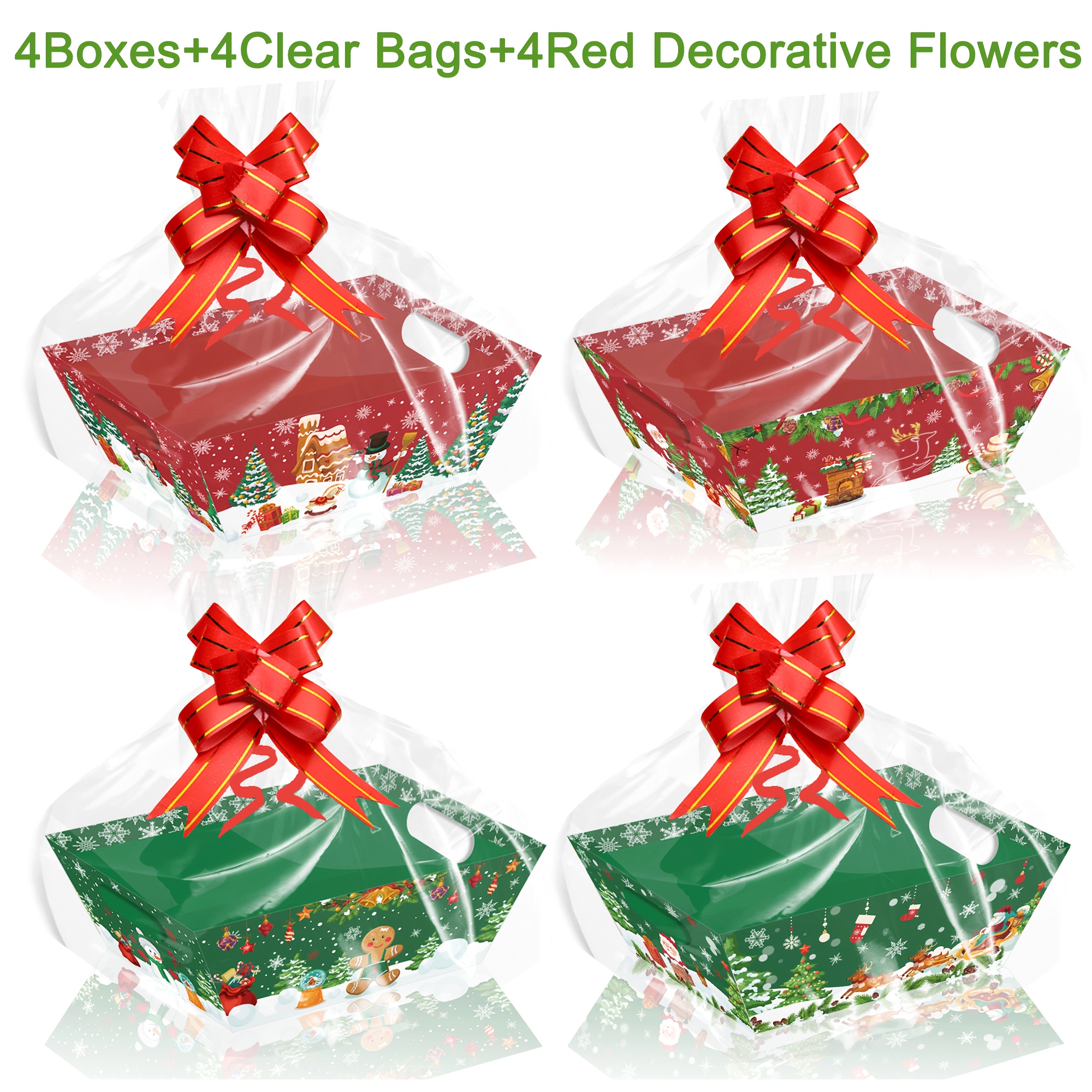 TEMU 12pcs/set Christmas Party Takeaway Gift Boxes, High-quality Reusable Santa Claus, Christmas Tree, Snowman, And Reindeer Printed Paper Gift Bags,
