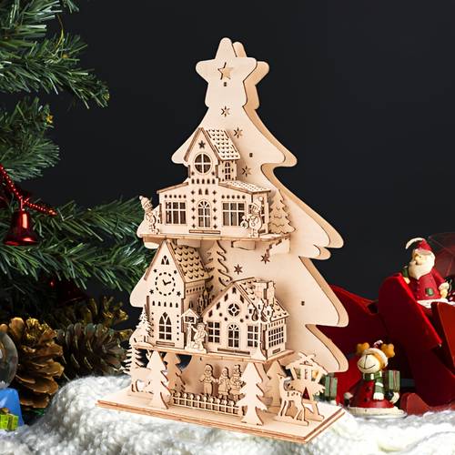 1 premium fai da te di a forma di casetta a tema natalizio, puzzle 3d, per regali festivi e antistress