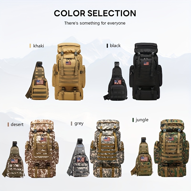 80l unisex hiking backpack outdoor backpack molle 3 - Temu