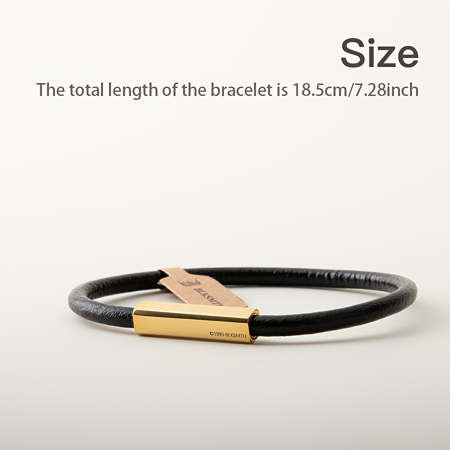 Image of Blksmth "golden Plated Cube" Genuine Leather Women's Bracelet