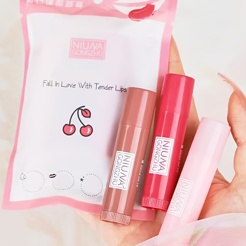 TEMU 3pcs Moisturizing Lipstick Set, Long-lasting Moisturizing And Anti-cracking, Soft Lipstick, Valentine's Day Gift