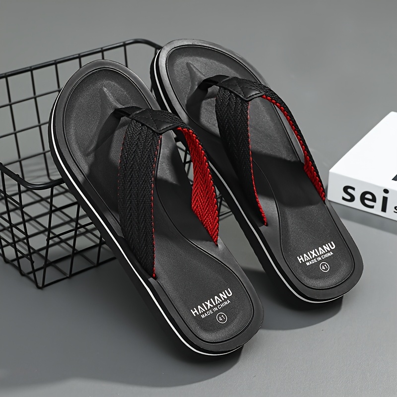 mens lightweight summer flip flops black red eva sole slip on casual   for home outdoor daily wear comfortable and     Product details 3