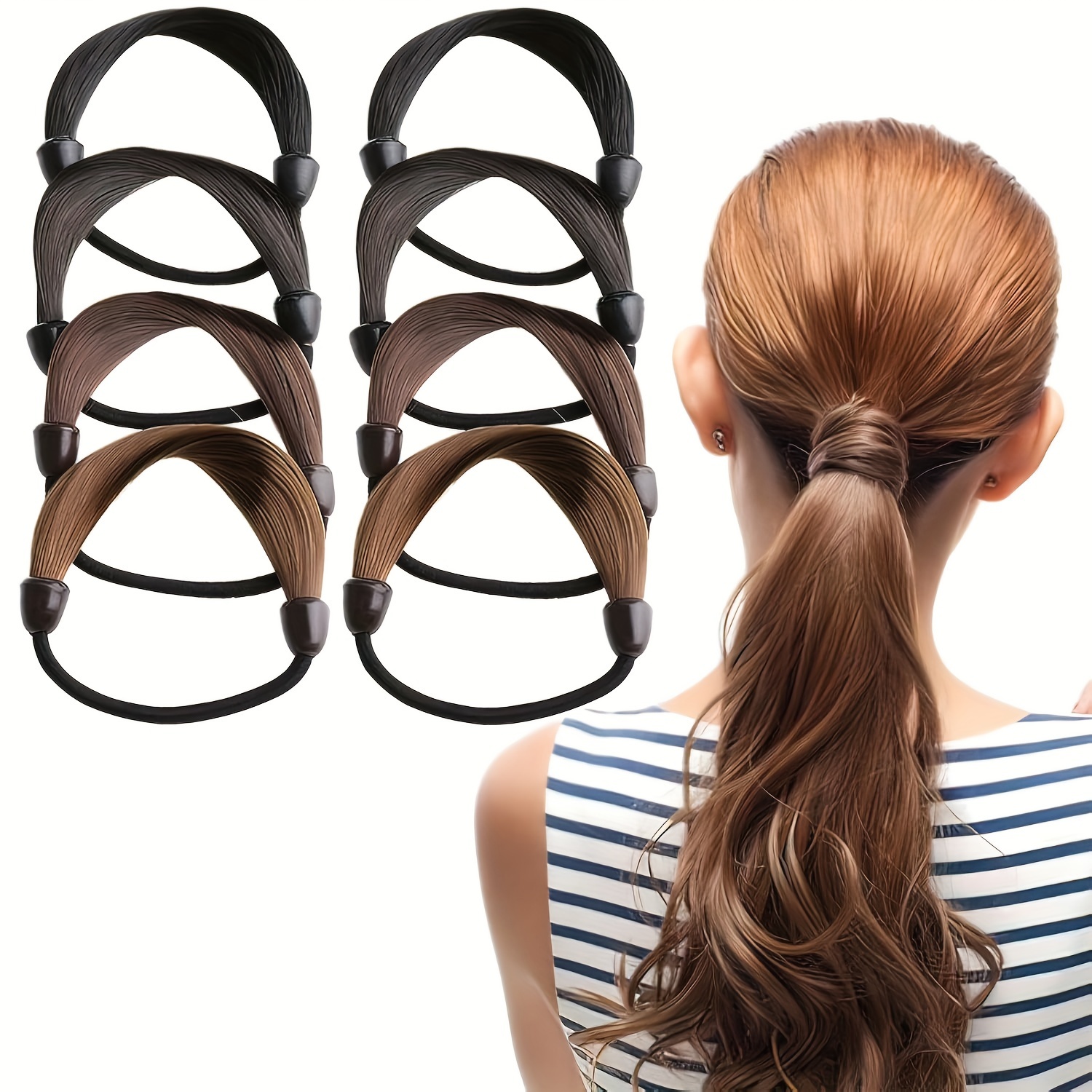 

Minimalist Fabric Wig Hair Rope, Invisible Hair Band For Ponytail, Women' Color Hair Tie, Hair Accessory For Daily Use, Suitable For Age 14+, Single Piece