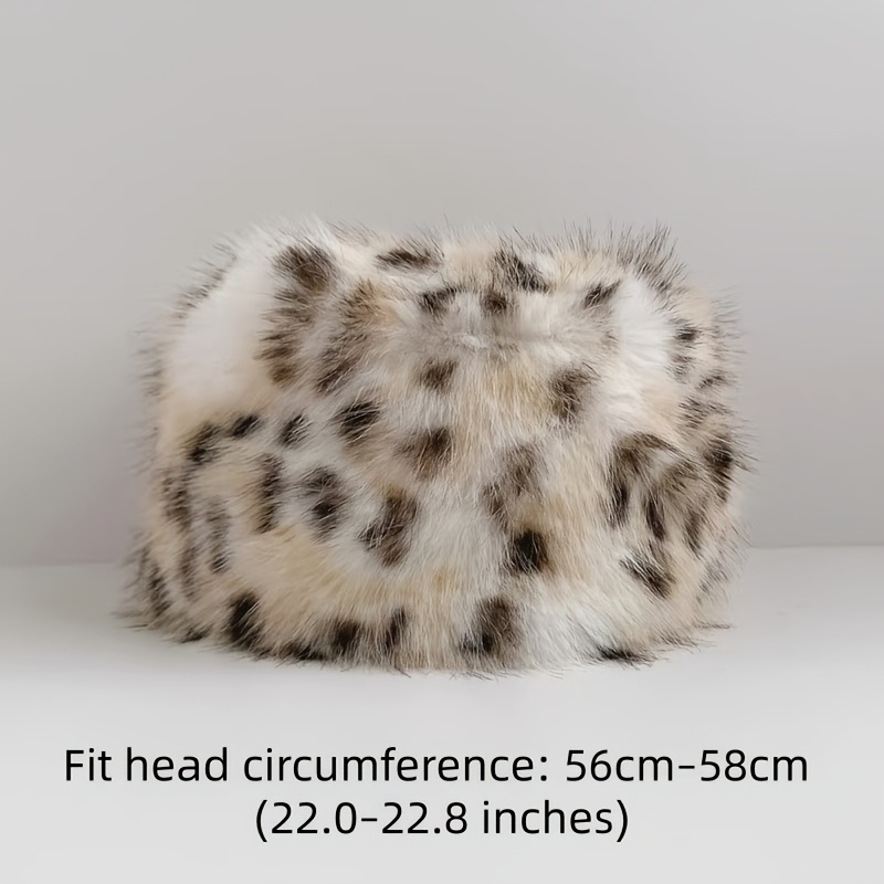 TEMU Women' Leopard Print Winter Warm Ear Flap Bucket Hat - Face Suitable For Birthdays, Non-stretch Fisherman Cap With Ear, Hand Washable Hat For