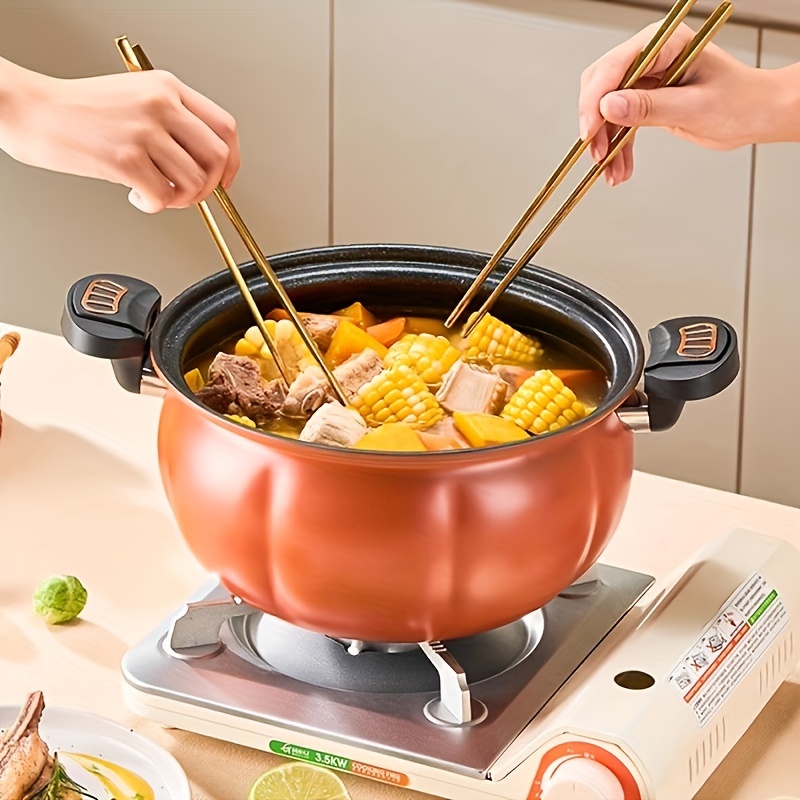 1pc pumpkin shaped multifunctional pot wok pot soup pot frying pan details 1