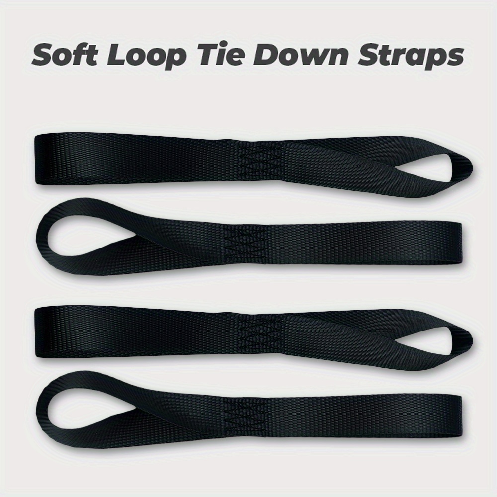 4pcs Soft Loop Tie Down Straps For Motorcycles, Kayaks, And More With Easy-to-use 12" X 1" Webbing - Durable, Adjustable, And Secure Tie Downs For