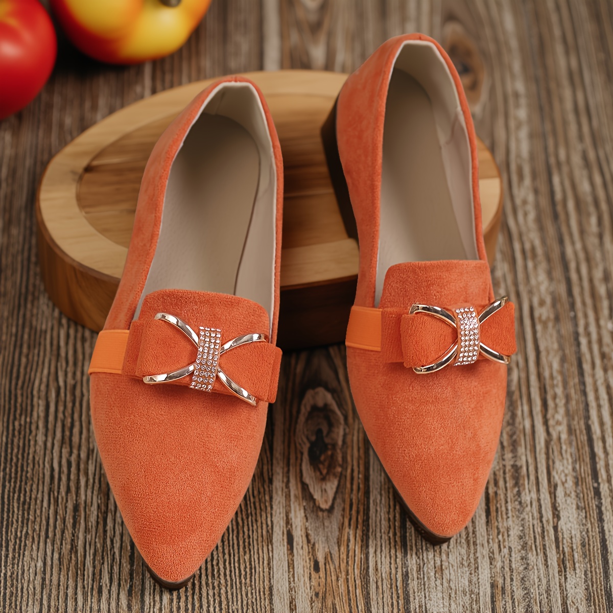 TEMU Women's Shoes, Classic Bow Embellishment Rhinestone Single Shoes, Slip-on Pointed Toe Flat Shallow Mouth Women' Shoes, Casual Fashion Single