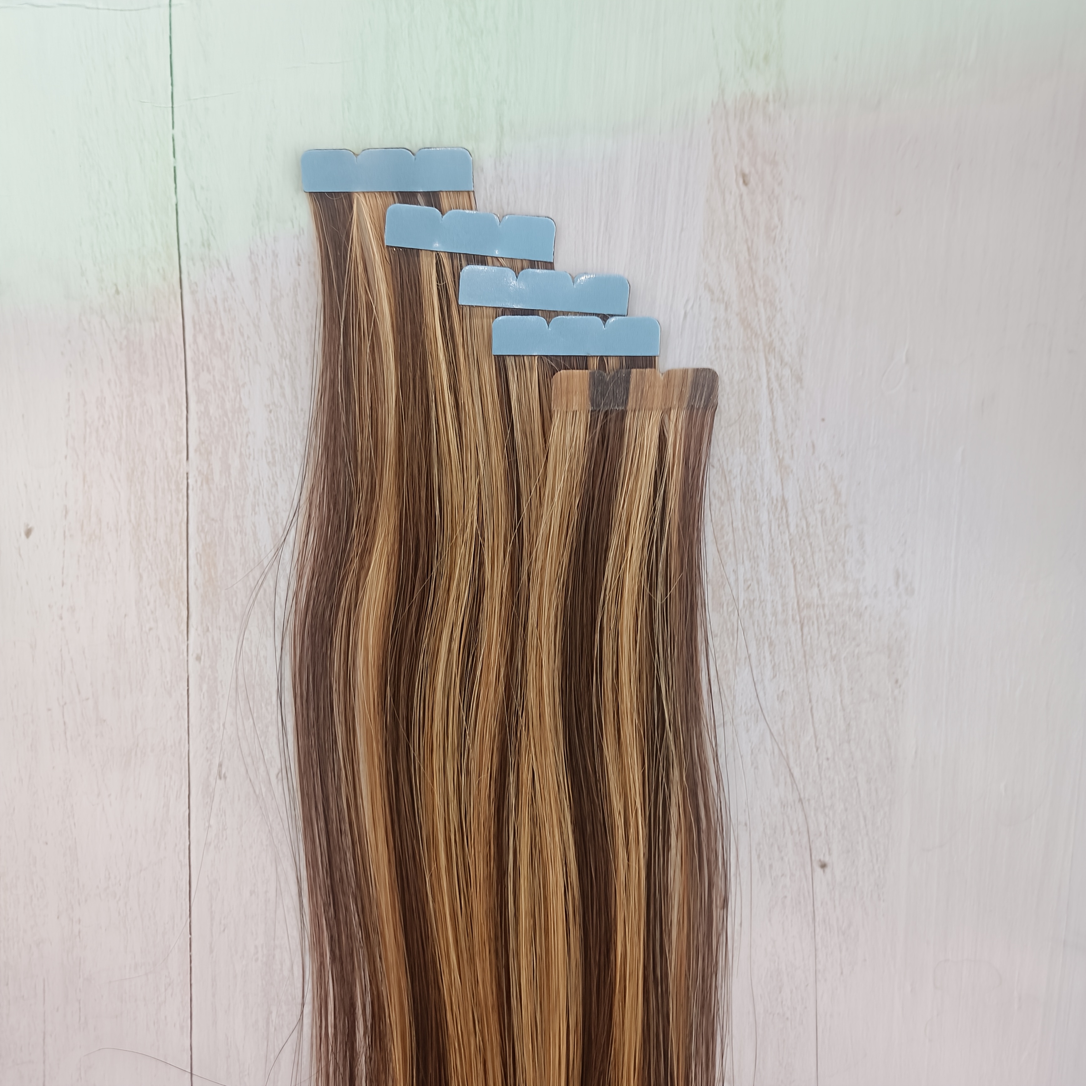 10pcs mini tape in hair extensions human hair balayage blonde highlights straight   human hair extensions for women easy to apply   look for all light beige tones versatile styling options easytoapply tapes details 2
