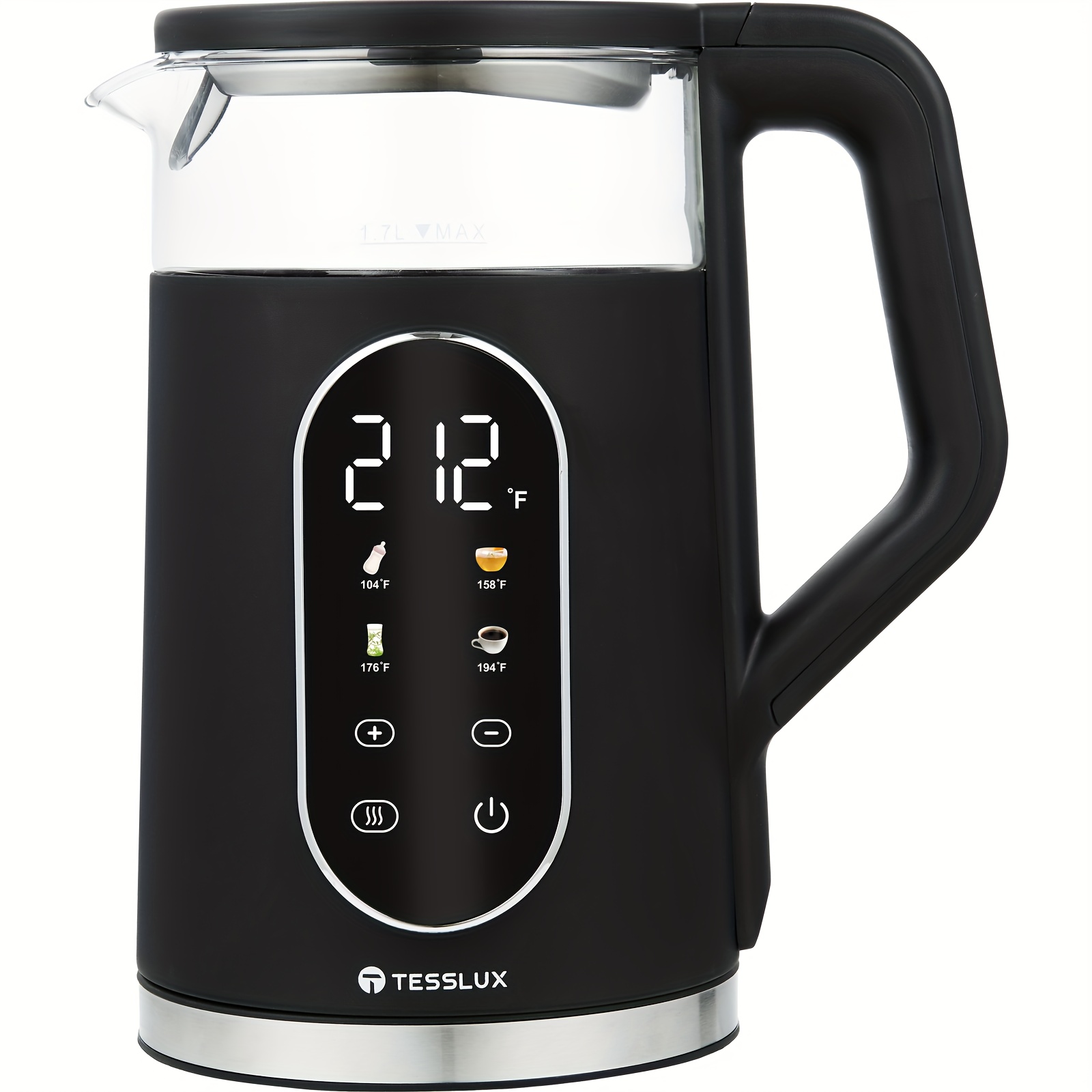 

1.7l Electric Kettle - Black, 1500w With Glass Liner, Protection & Dry Boil Prevention