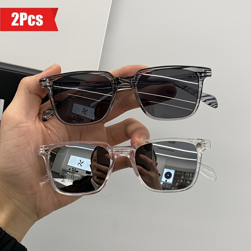 

2 paires de lunettes de mode pour hommes et femmes, style coréen vintage, monture carrée en plastique, verres en PC antireflet, ensemble de lunettes décoratives