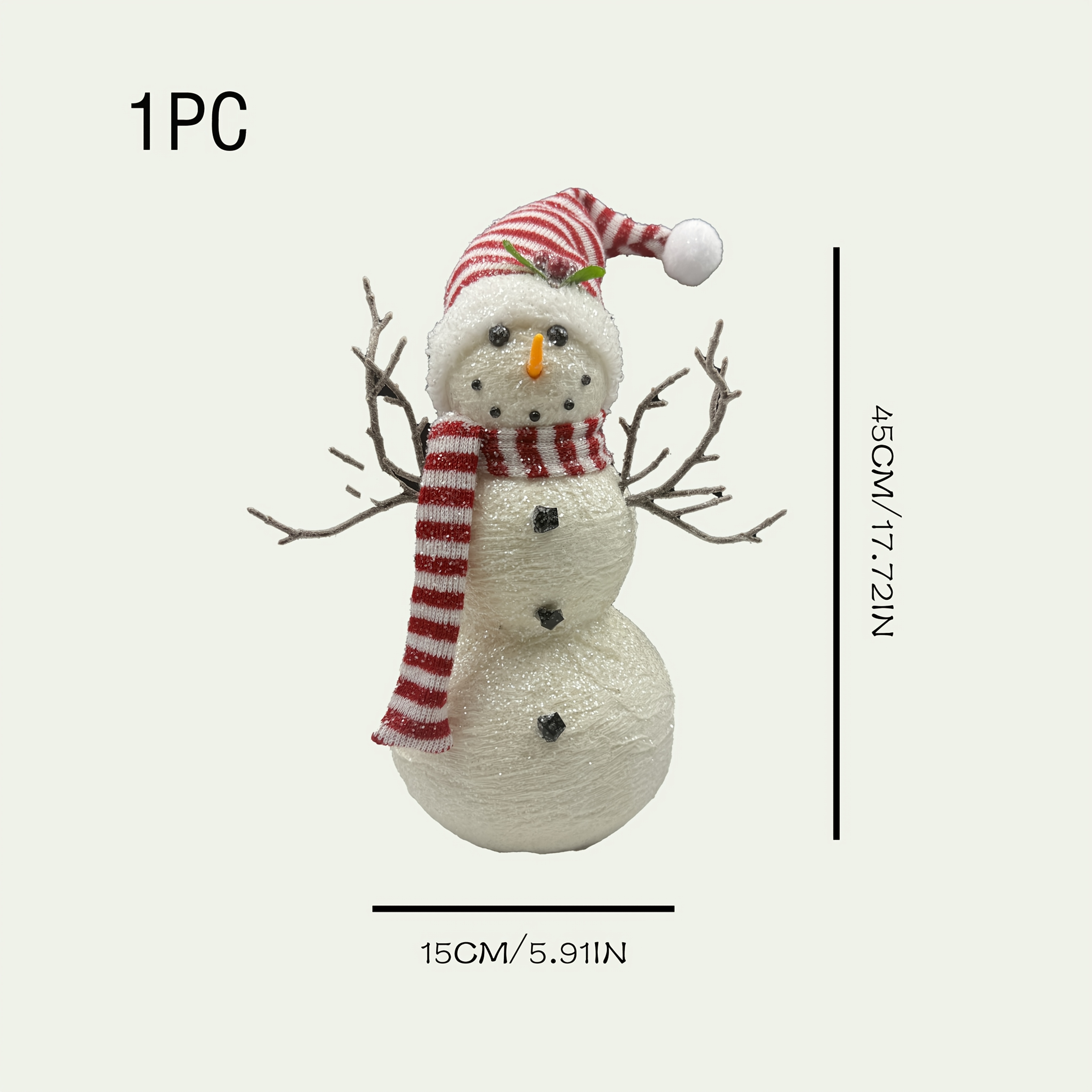 Image of 1pc 17.72-inch Handcrafted Exquisite Cute Snowman Ornament - Suitable For Christmas, Halloween, Thanksgiving, And Decor, Best Christmas Decoration, Perfect Thanksgiving , No Electricity Needed