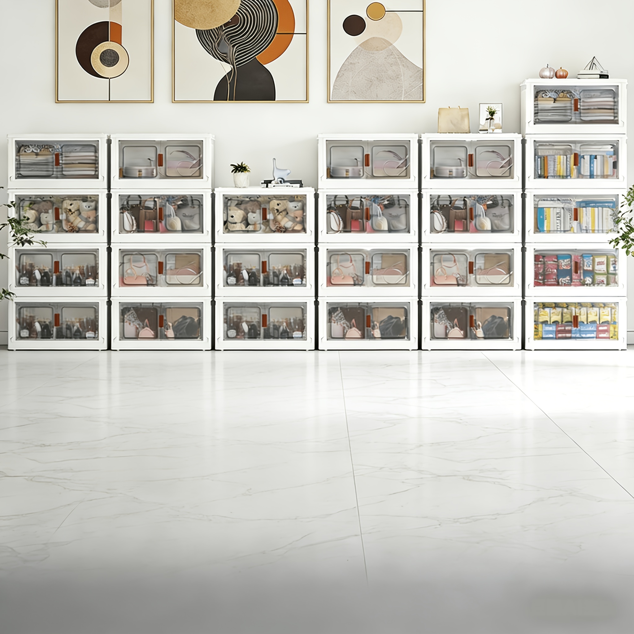 45/50Cm Oversized Folding Storage Cabinets with Wheels And LIDS - Foldable And Stackable Plastic Bins, Storage Cabinets for Household Storage And Organizing Appliances, Folding Storage Bins for Closets, Bedrooms, Kitchens, Office Storage