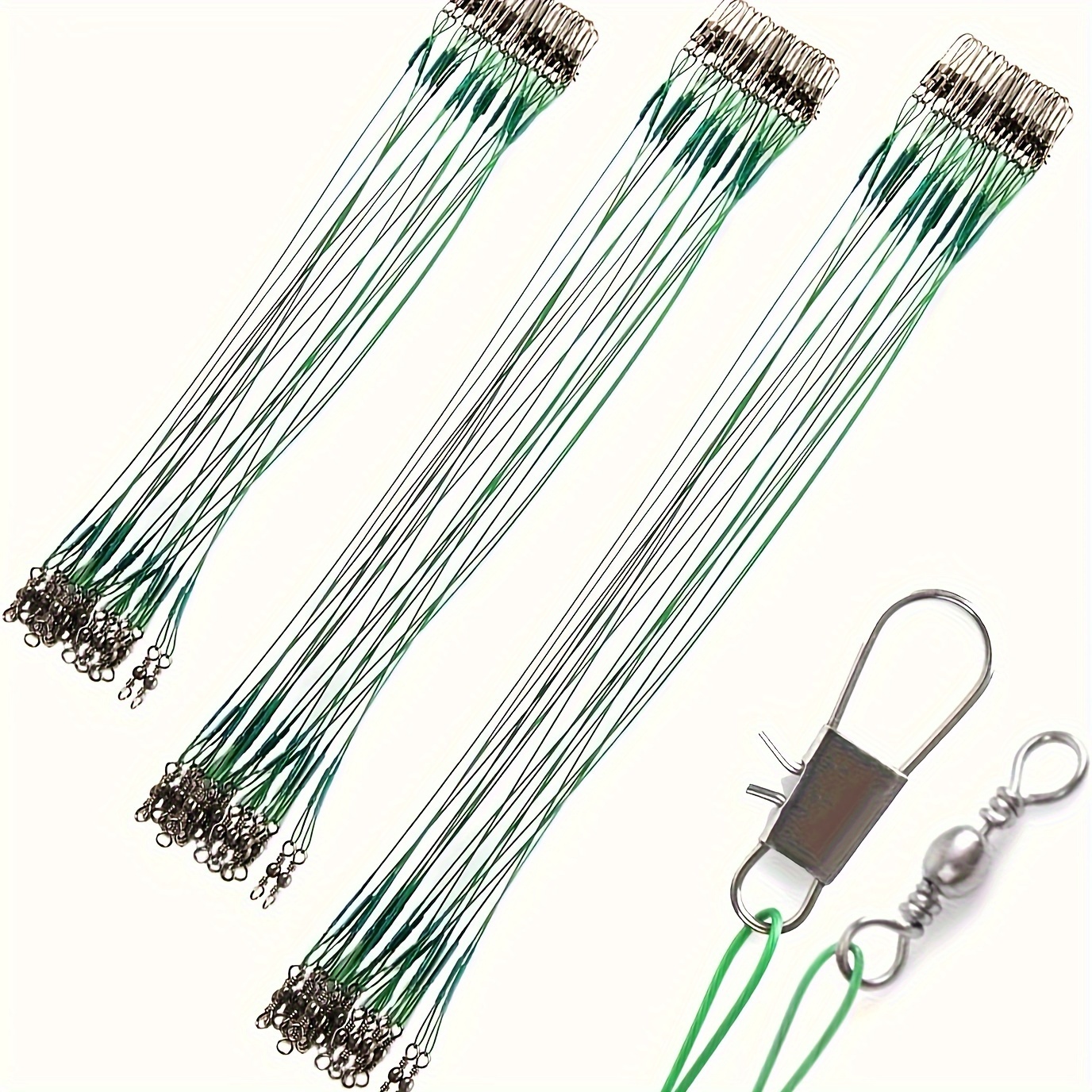 

60pcs Fishing -stainless, 3 Sizes (6"/8"/10"), Swivels & Snaps, Easy Lure & Hook Switch, Ideal For Saltwater & Freshwater Toothy Fish, Perfect Gift.