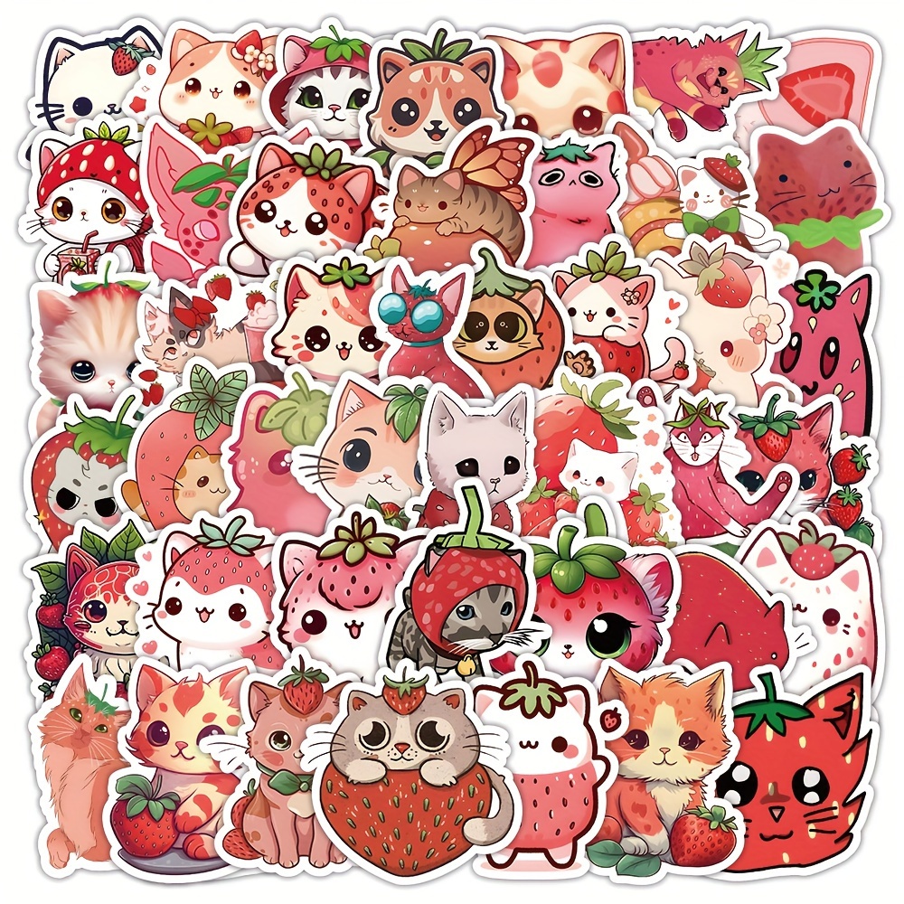 

53pcs Strawberry-themed Stickers For Decorating Suitcases, Mobile Phone Cases, Notebooks, Laptops, Helmets, Skateboards, Etc.