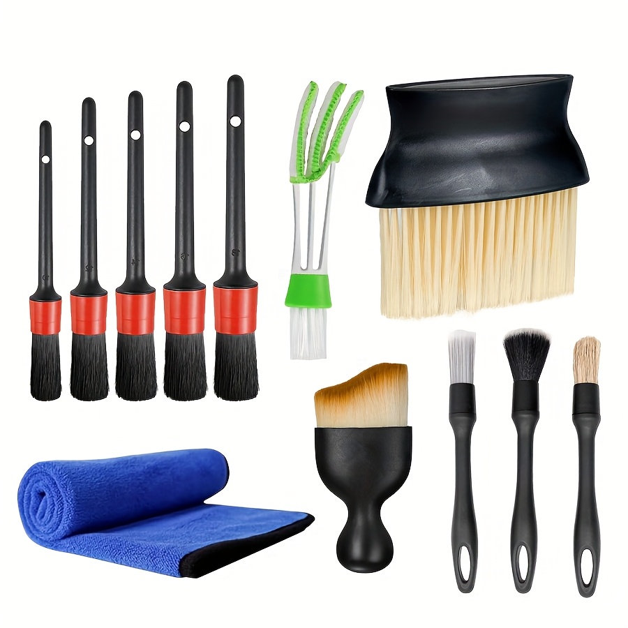 TEMU 12pcs Car Detailing Brush Set - For Interior Detailing, Vents, Dashboard, Air Conditioner Cleaning Brush - Perfect For Car Wash & Interior Cleaning - Ideal Gift For Car Owners