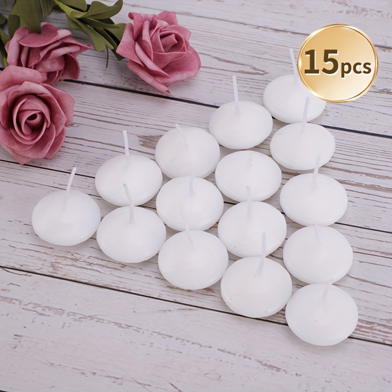 15 White Round Floating Candles, Smokeless Single Wick, Can Float , Romantic Candlelight Atmosphere, Wedding Party Decoration, Birthday Party, Decoration, Sense Of Atmosphere Ceremony, Enhance