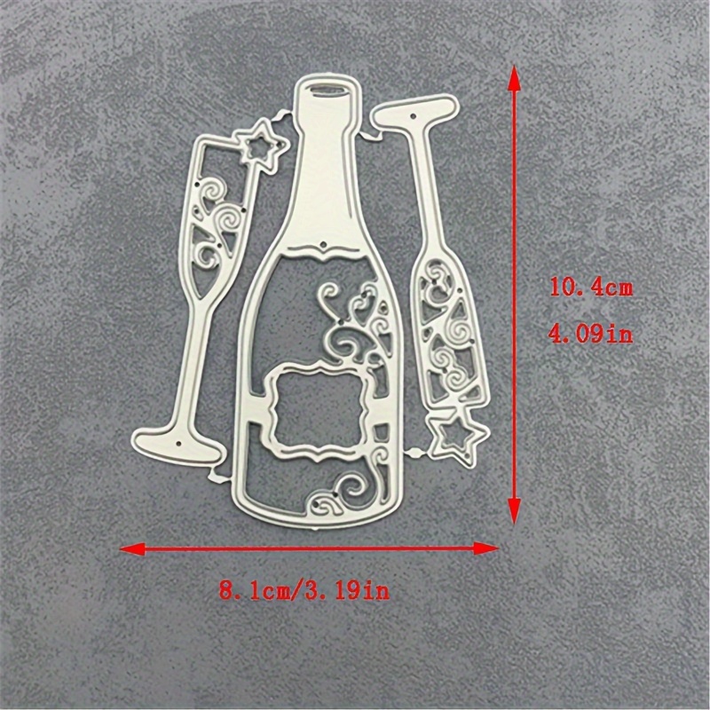 Image of 3pcs Wine Bottle Cupmetal Stencil Mold Cutting Dies Decoration Die Cuts Album Paper Craft Embossing Card Crafts