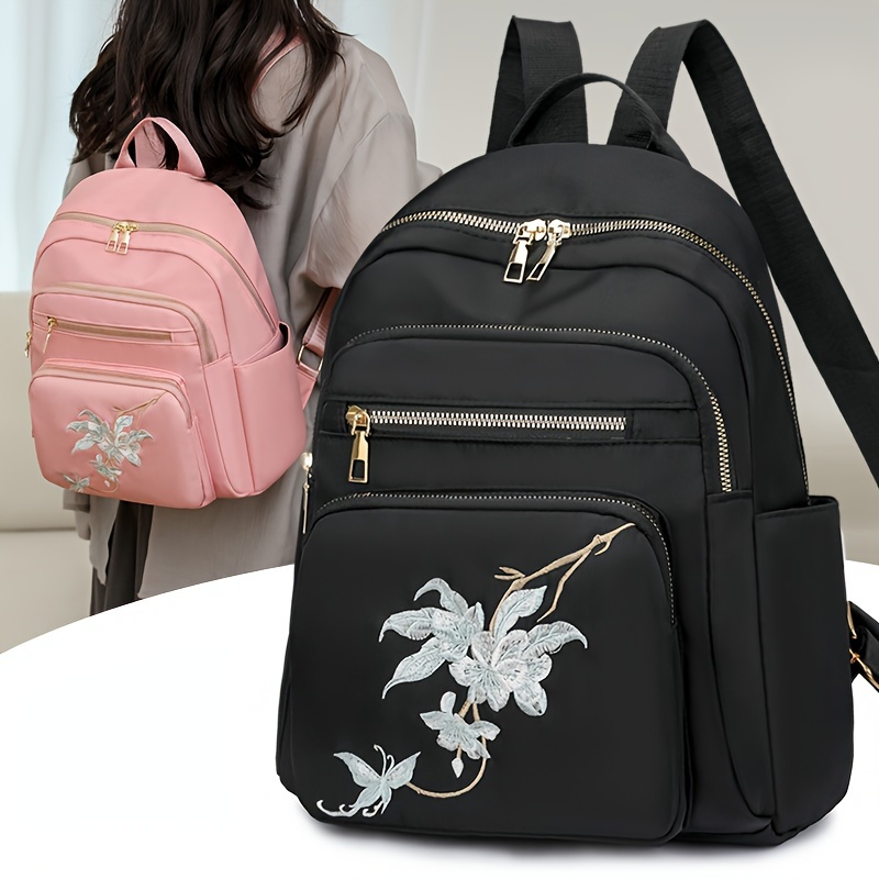 

Women' Embroidered Floral Backpack, Adjustable Strap, Zip Closure, Polyester , Nylon Material, Lightweight, , In Red, Black, , Pink, Khaki, Dark Brown