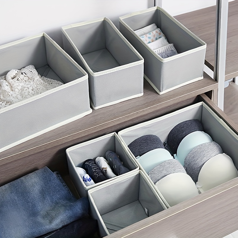 6pcs foldable non woven storage bins for underwear socks   space saving closet organizers details 18