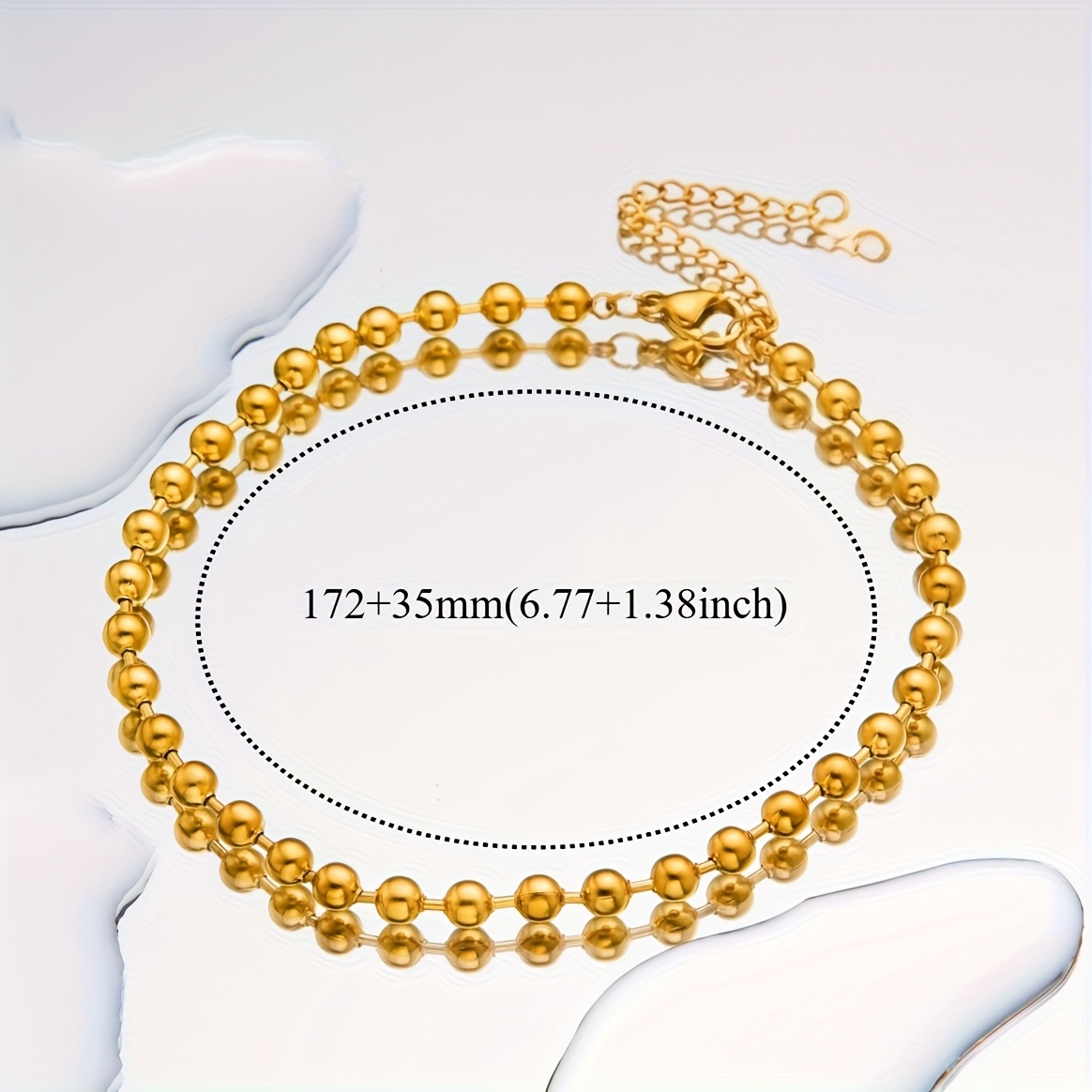 E-shop 1 Stück Elegantes 316L Edelstahl Perlenarmband, 18K Goldbeschichtetes Kleinperlenarmband, 1 Stück Nischenarmband, Wasserdichtes