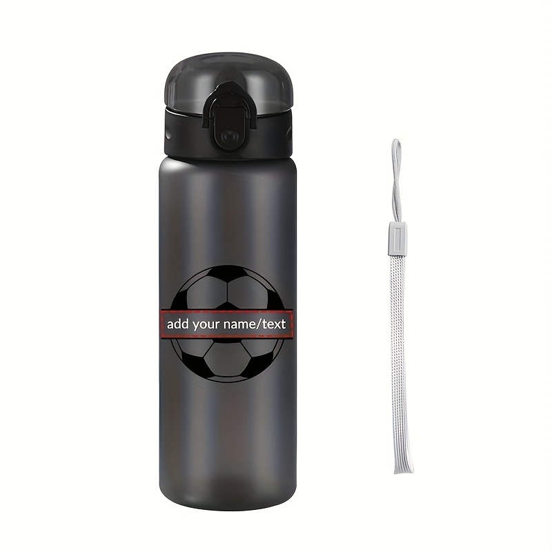 Image of 1pc, 26-ounce Personalized Plastic Water Cup Featuring A Lid And Strap, With A Uv-printed Soccer Design, Ideal For Outdoor Sports. This Custom Water Bottle Is Perfect For Travel, Camping, Gatherings