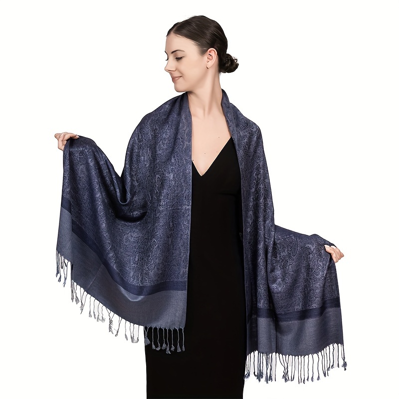 Image of Autumn Outdoor Shawl Women's Wrap Winter Warm Scarf Design Printed Women's Jacquard Scarf